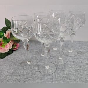 Vintage‎ Pinwheel by Bohemia Crystal Wine Glasses 24% Lead Crystal, Set of 6
